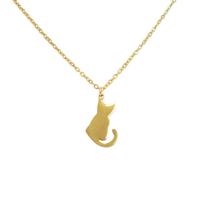 Cat Silhouette Necklace (Gold) - Products Added