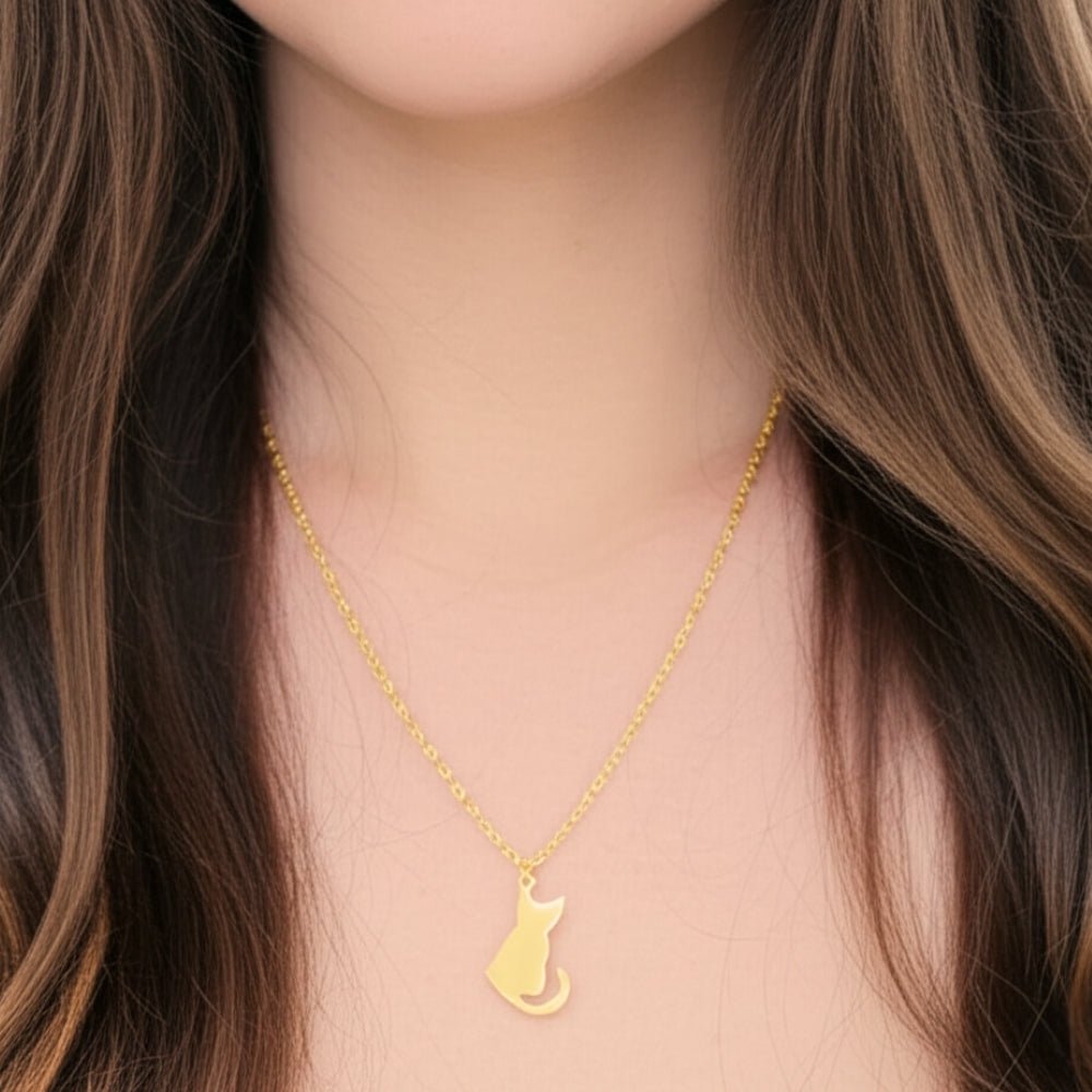 Cat Silhouette Necklace (Gold) - Products Added
