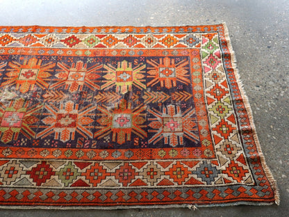 Caucasian Kazak Runner Rug | 3' 11" x 8' 10"