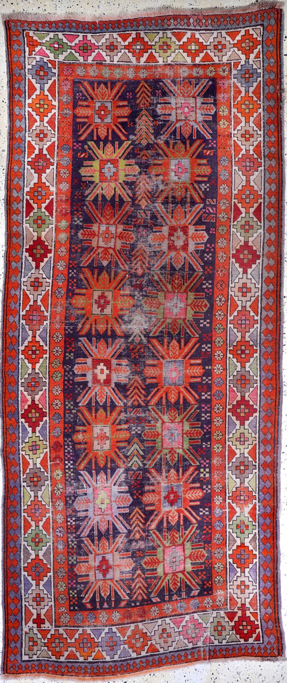 Caucasian Kazak Runner Rug | 3' 11" x 8' 10"