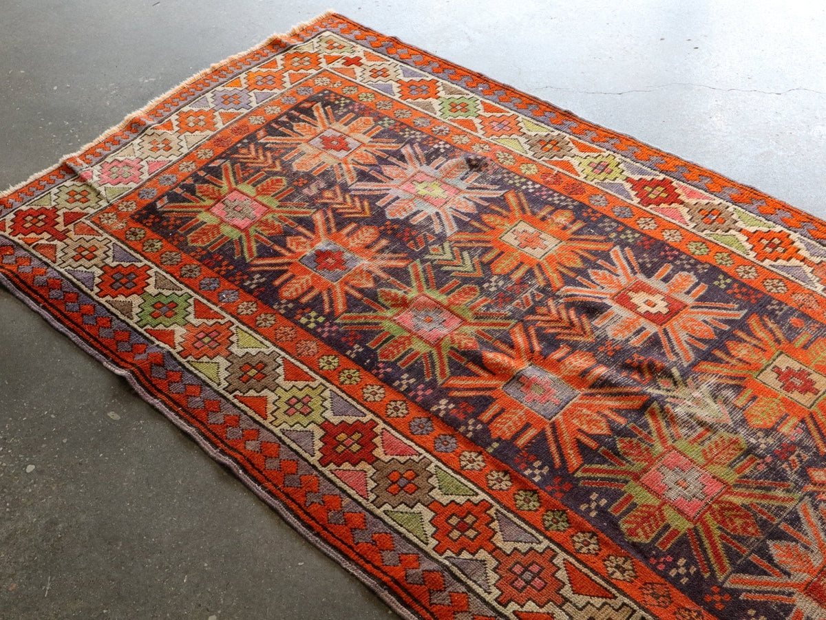 Caucasian Kazak Runner Rug | 3' 11" x 8' 10"