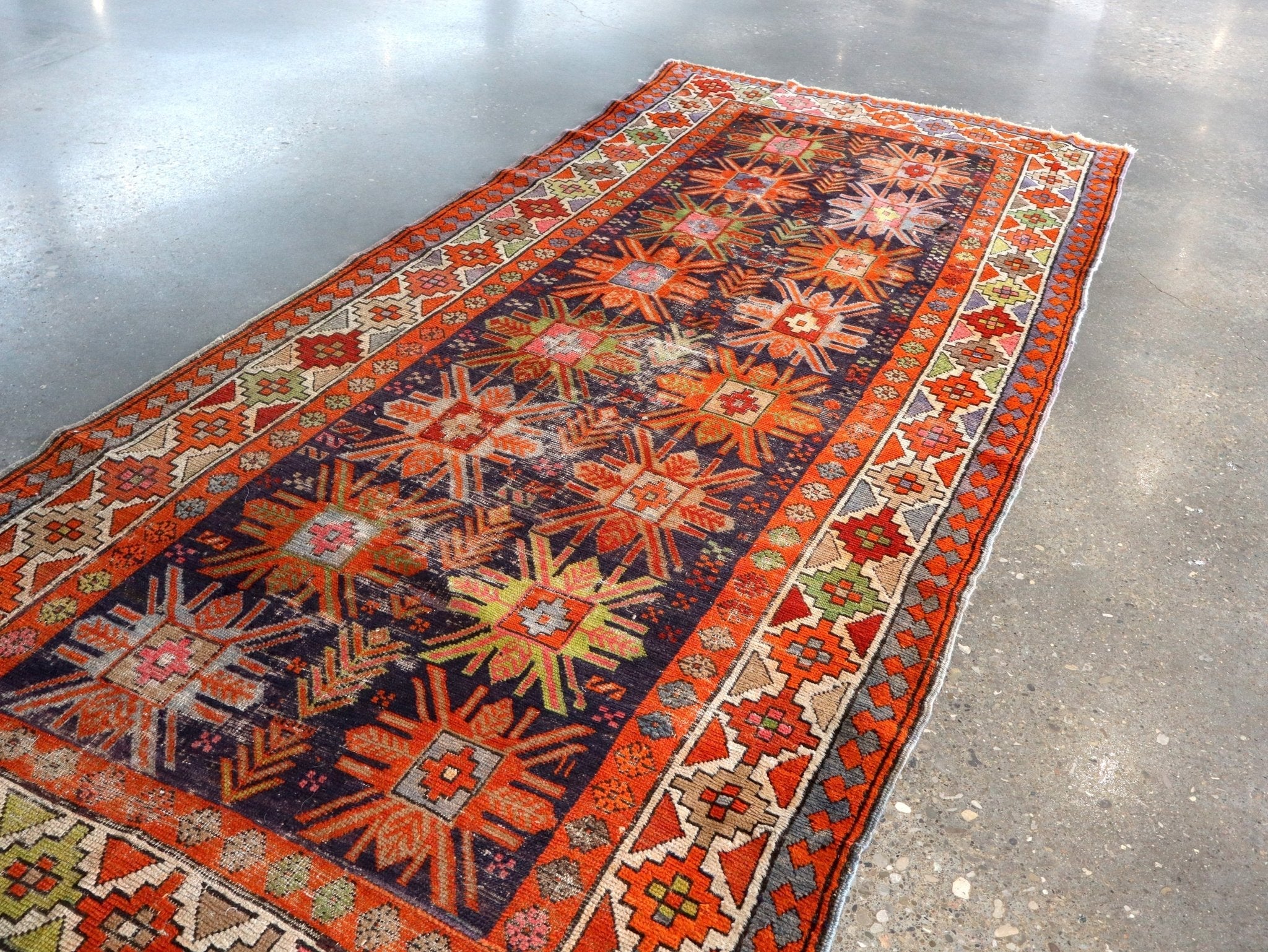 Caucasian Kazak Runner Rug | 3' 11" x 8' 10"