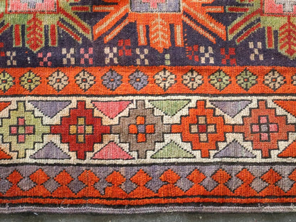 Caucasian Kazak Runner Rug | 3' 11" x 8' 10"