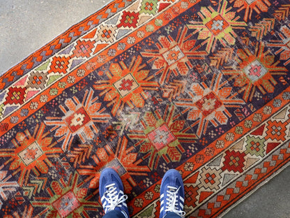 Caucasian Kazak Runner Rug | 3' 11" x 8' 10"