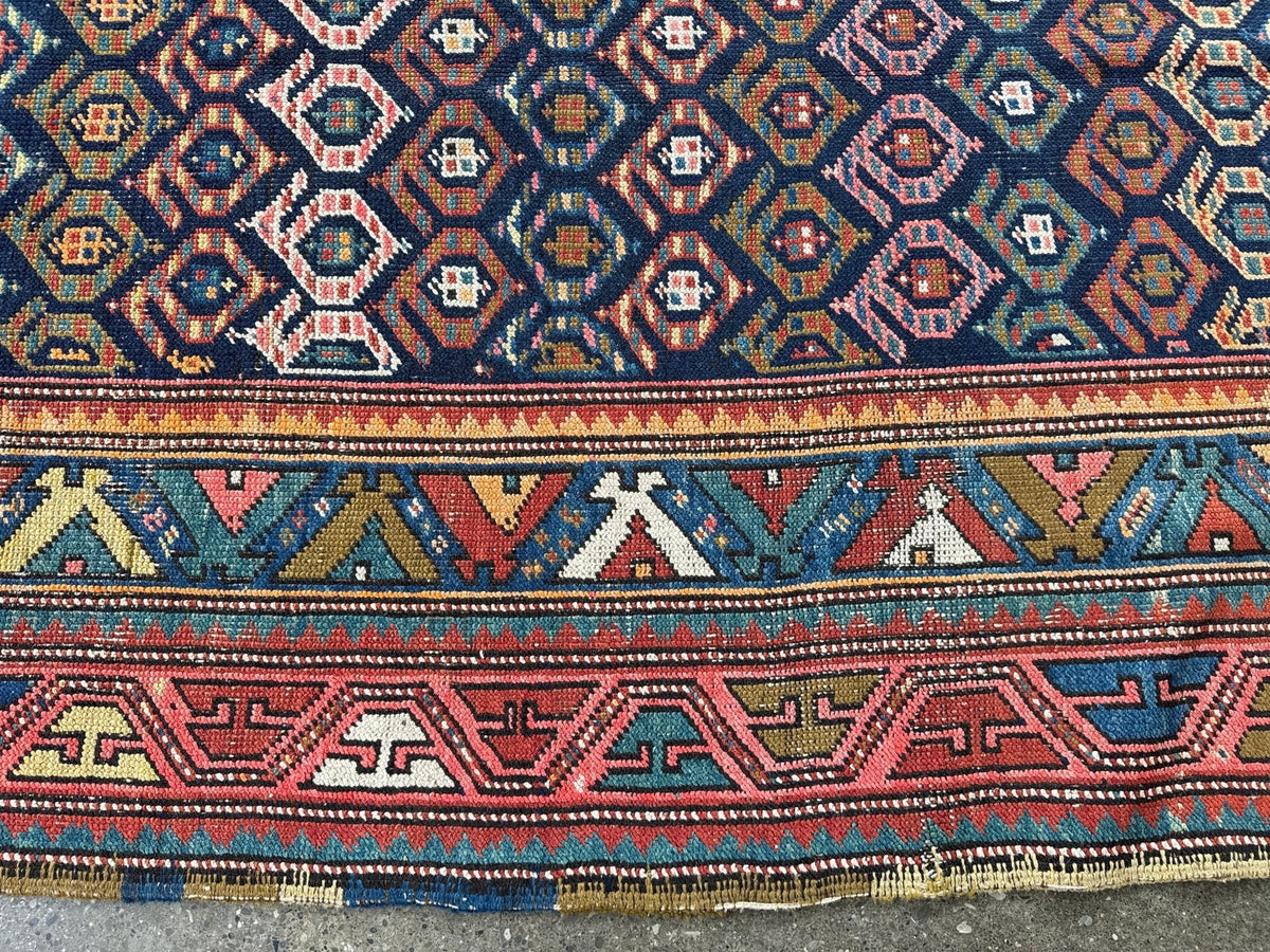Caucasian Kazak Runner Rug | 4' 4" x 13' 9"