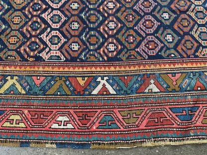 Caucasian Kazak Runner Rug | 4' 4" x 13' 9"