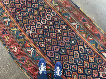 Caucasian Kazak Runner Rug | 4' 4" x 13' 9"