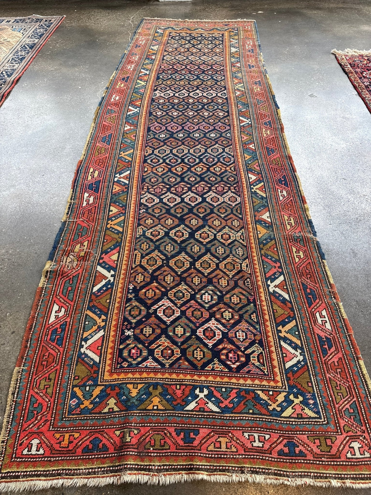 Caucasian Kazak Runner Rug | 4' 4" x 13' 9"