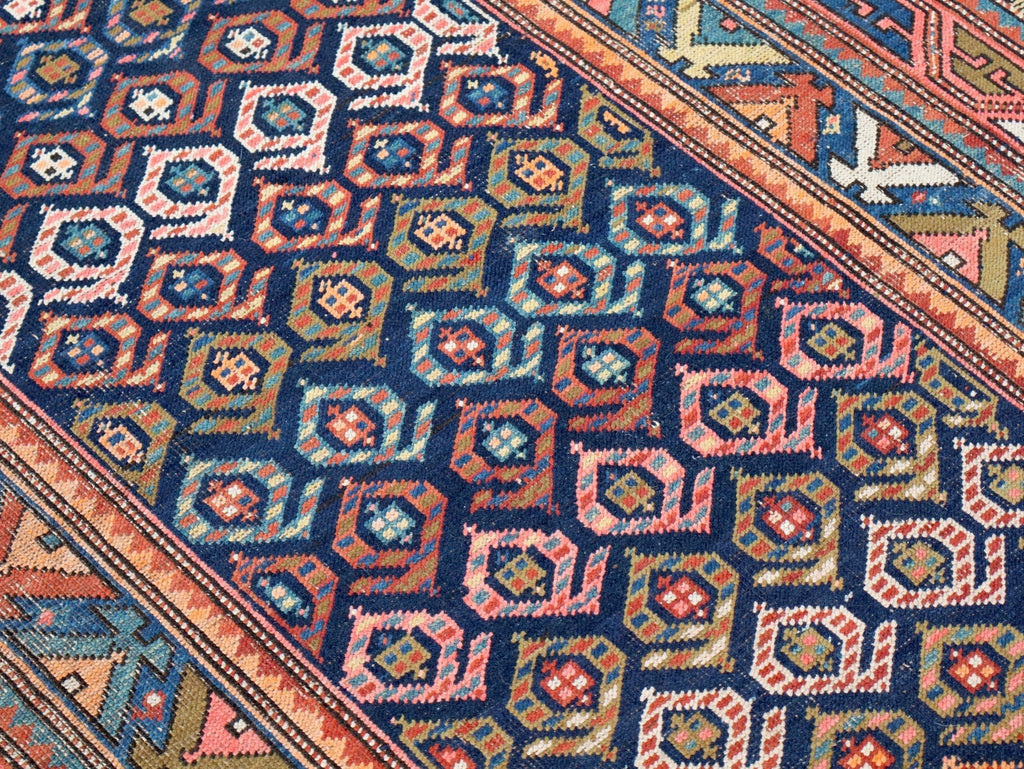 Caucasian Kazak Runner Rug | 4' 4" x 13' 9"