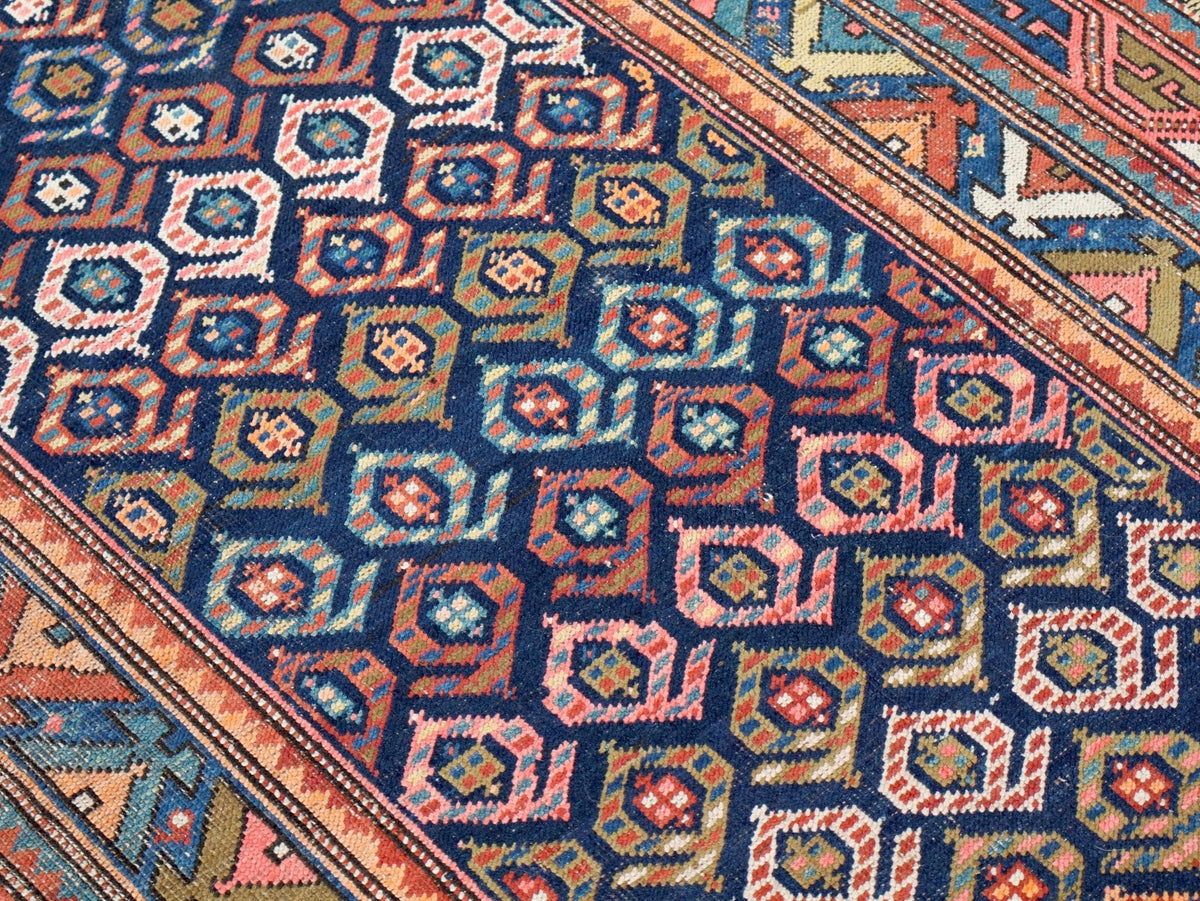 Caucasian Kazak Runner Rug | 4' 4" x 13' 9"