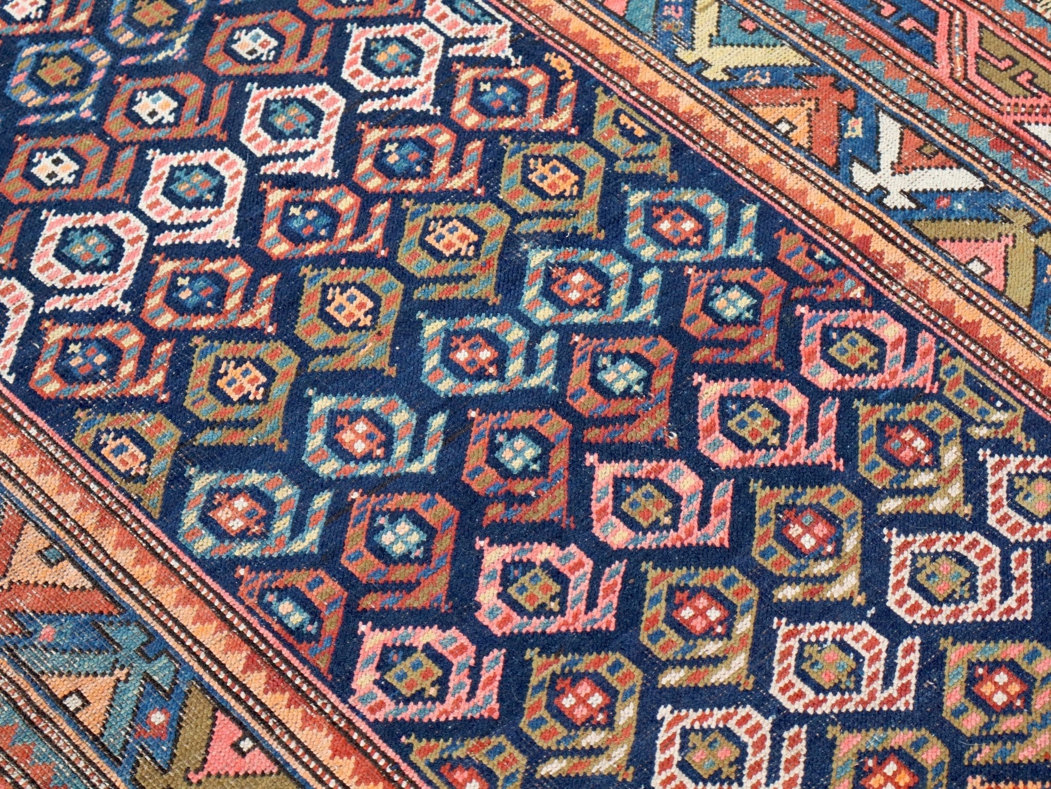 Caucasian Kazak Runner Rug | 4' 4" x 13' 9"