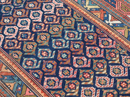 Caucasian Kazak Runner Rug | 4' 4" x 13' 9"