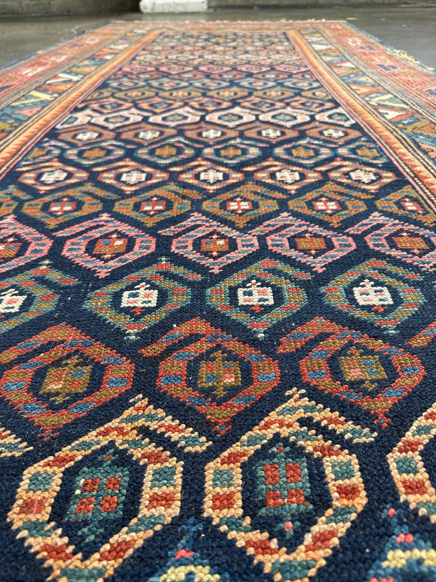 Caucasian Kazak Runner Rug | 4' 4" x 13' 9"