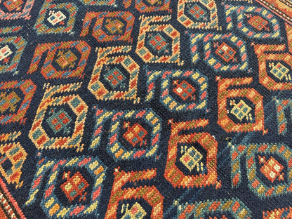 Caucasian Kazak Runner Rug | 4' 4" x 13' 9"