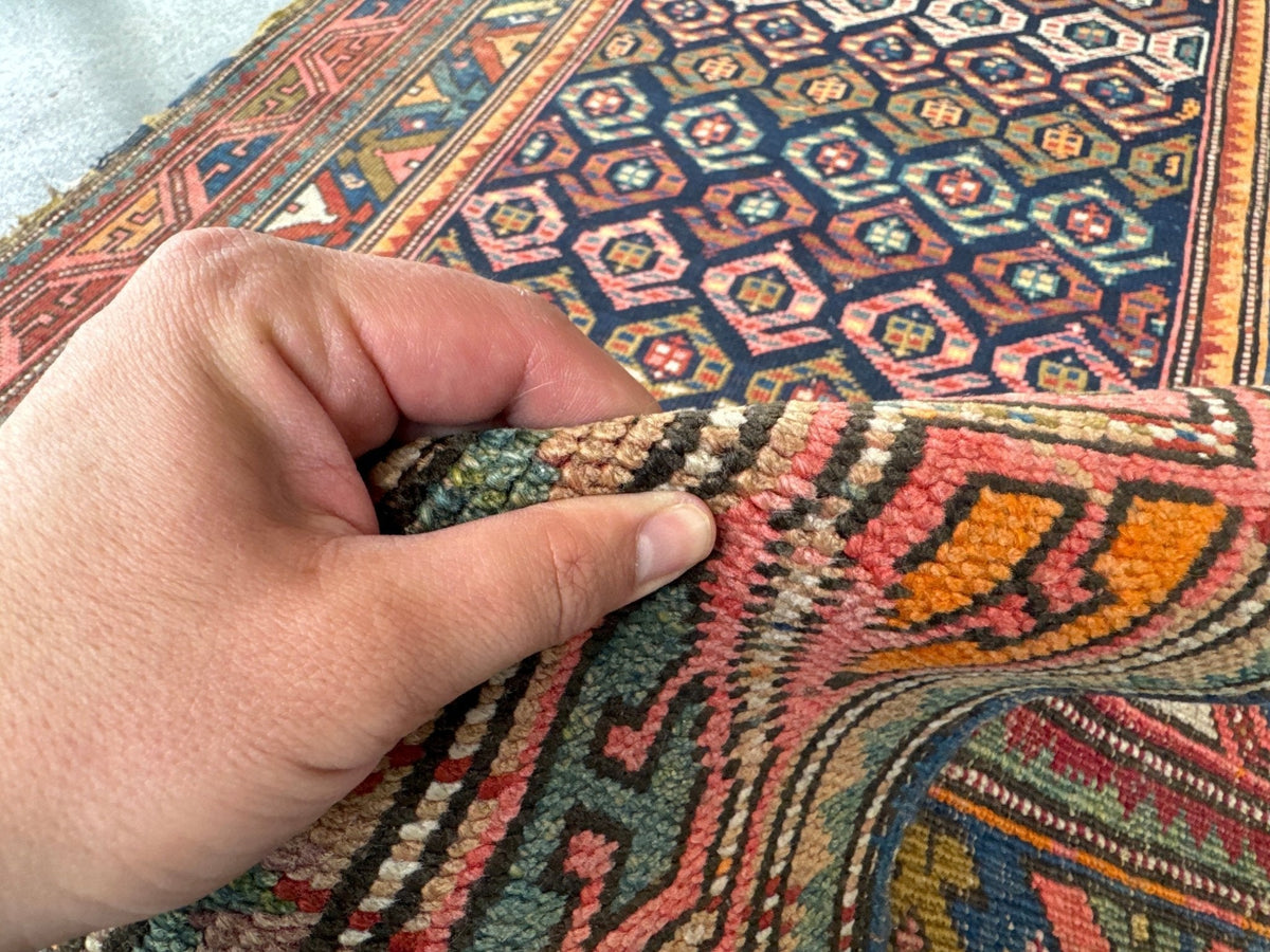 Caucasian Kazak Runner Rug | 4' 4" x 13' 9"