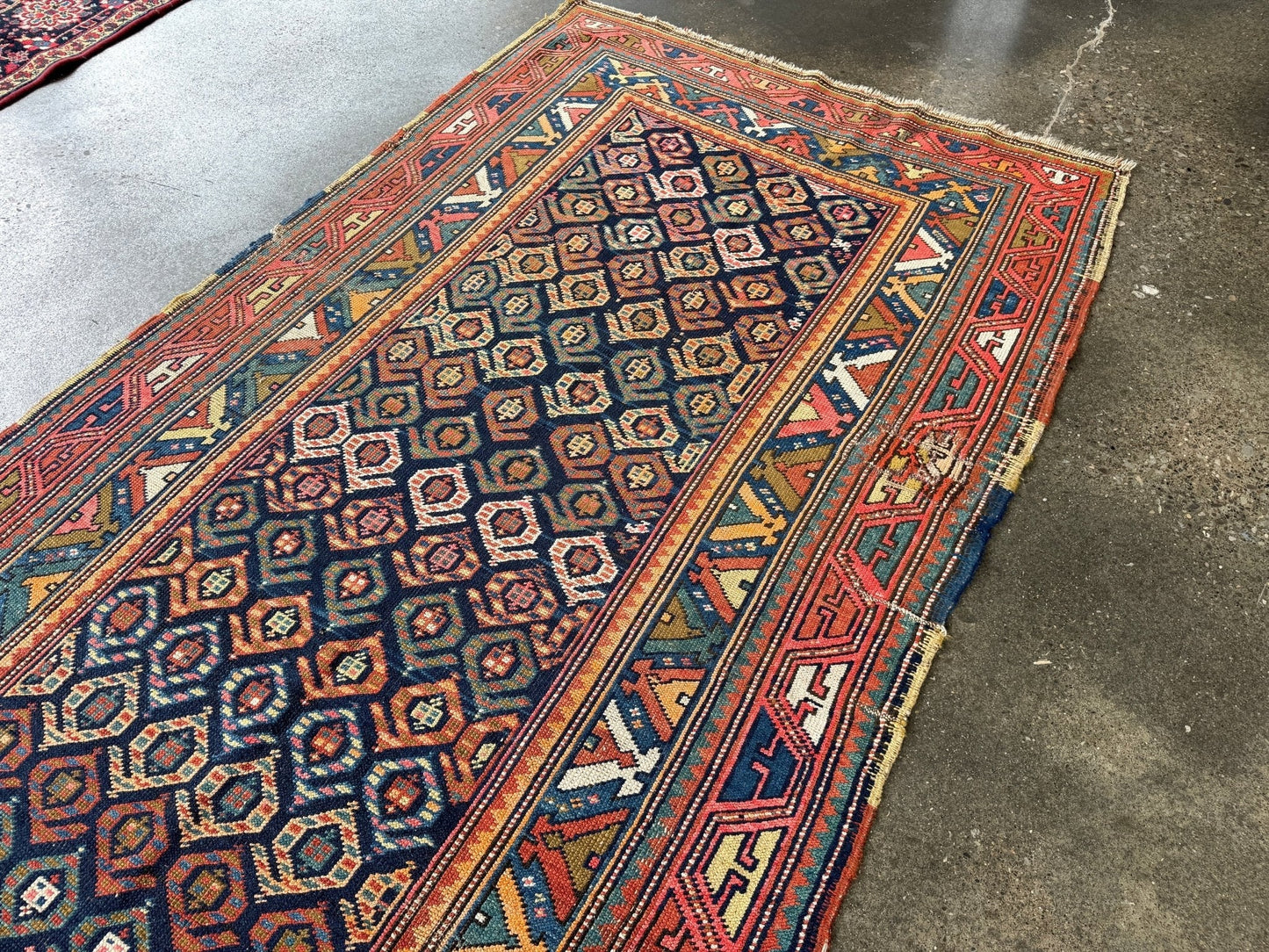Caucasian Kazak Runner Rug | 4' 4" x 13' 9"
