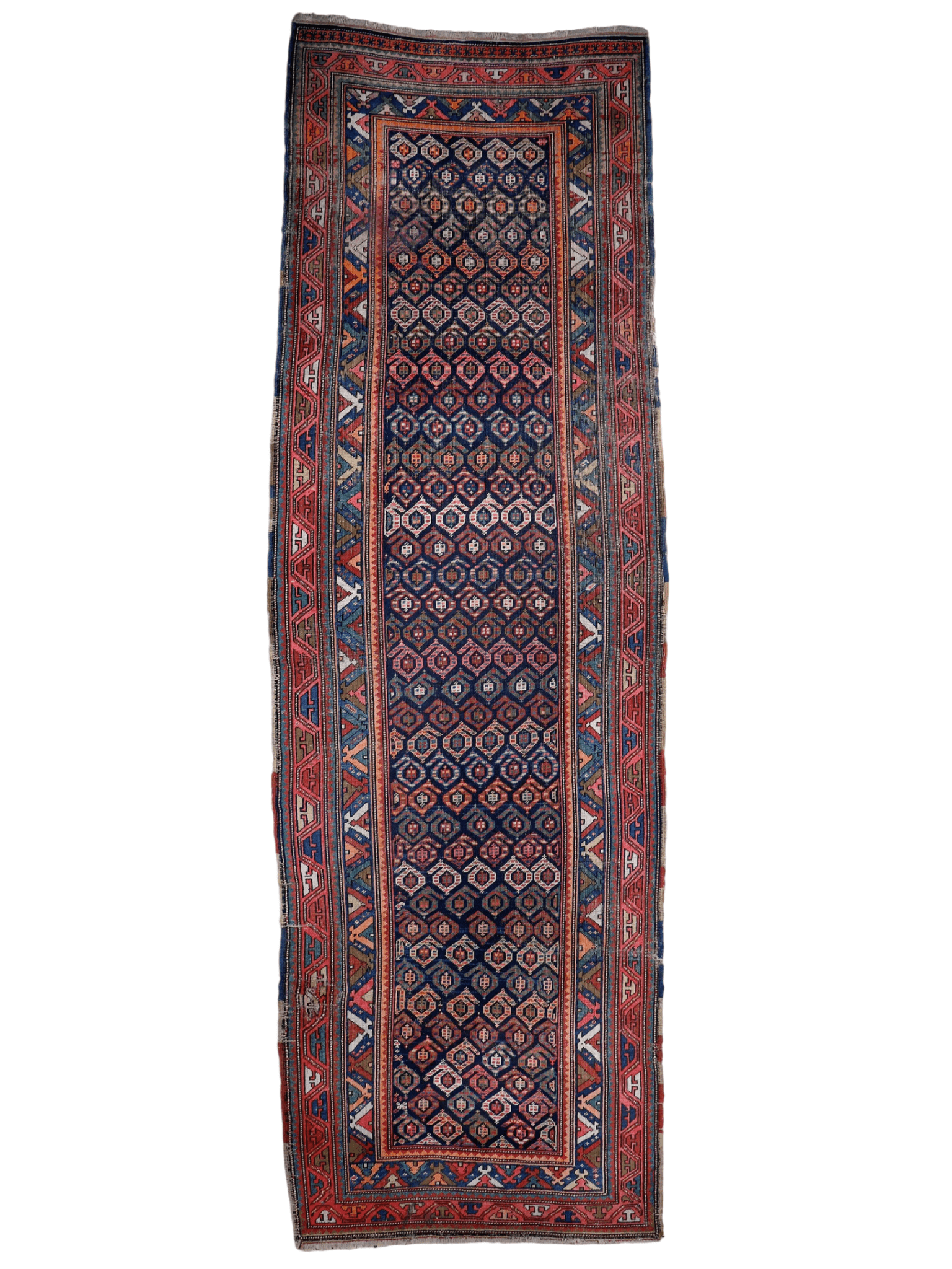 Caucasian Kazak Runner Rug | 4' 4" x 13' 9"