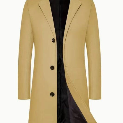 Men's Casual Extended Above The Knee Woolen Trench Coat