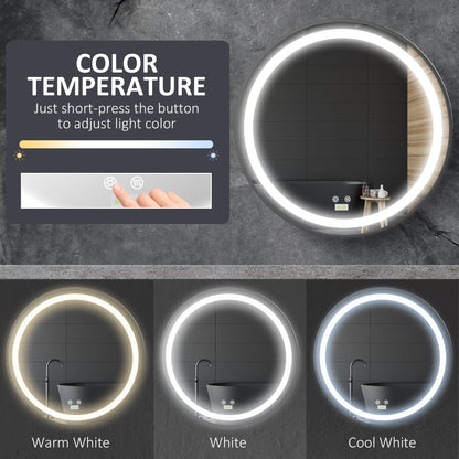 LED Bathroom Mirror for Vanity, Dimmable Lighted Anti Fog Wall Mirror with 3 Temperature Colors, Plug-in, 24 Inch