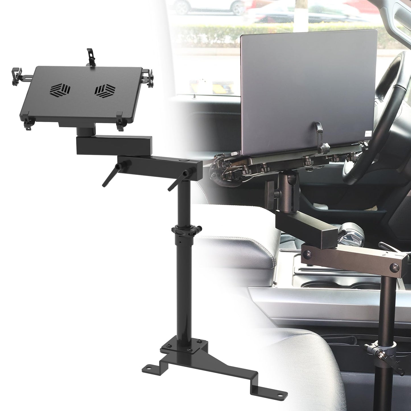 MELIPRON Truck Laptop Mount Fit for Ford F150 250 350 No-Drill Computer Mount Stand for Laptops Up to 17"