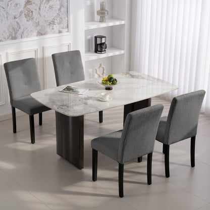 Modern Dining Chairs Set of 4, Kitchen Chairs with Rubberwood Legs and Padded Seat, Beige