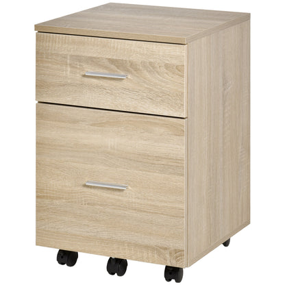 Mobile Filing Cabinet, Vertical File Cabinet with 2 Drawers, Wheels, for Letter or A4 File, Natural