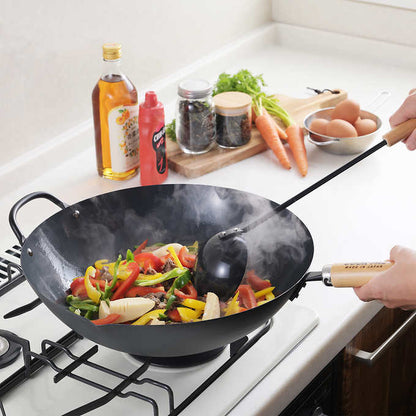 Yoshikawa Carbon Cook-Pal Ren Nitrided Carbon Steel Wok 36cm - Made in Japan