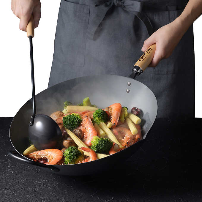 Yoshikawa Carbon Cook-Pal Ren Nitrided Carbon Steel Wok 36cm - Made in Japan