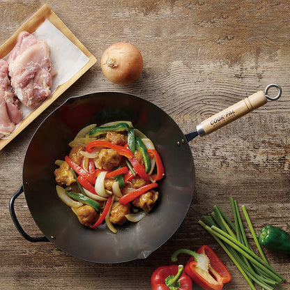 Yoshikawa Carbon Cook-Pal Ren Nitrided Carbon Steel Wok 36cm - Made in Japan
