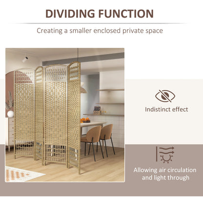 4 Panel Folding Room Divider, Portable Privacy Screen, Wave Fiber Room Partition for Home Office, Black