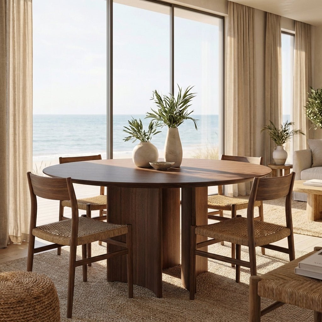 Crescent Pedestal Round Dining Table