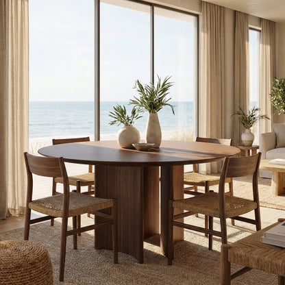 Crescent Pedestal Round Dining Table