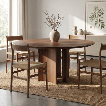 Crescent Pedestal Round Dining Table