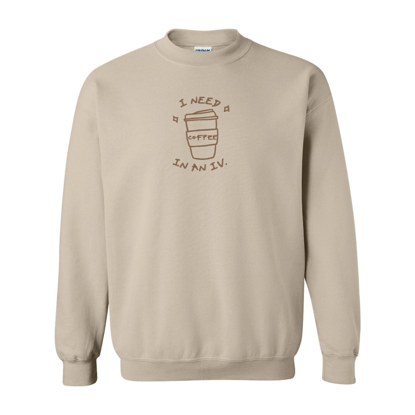 Crewneck "I Need Coffee" brodé