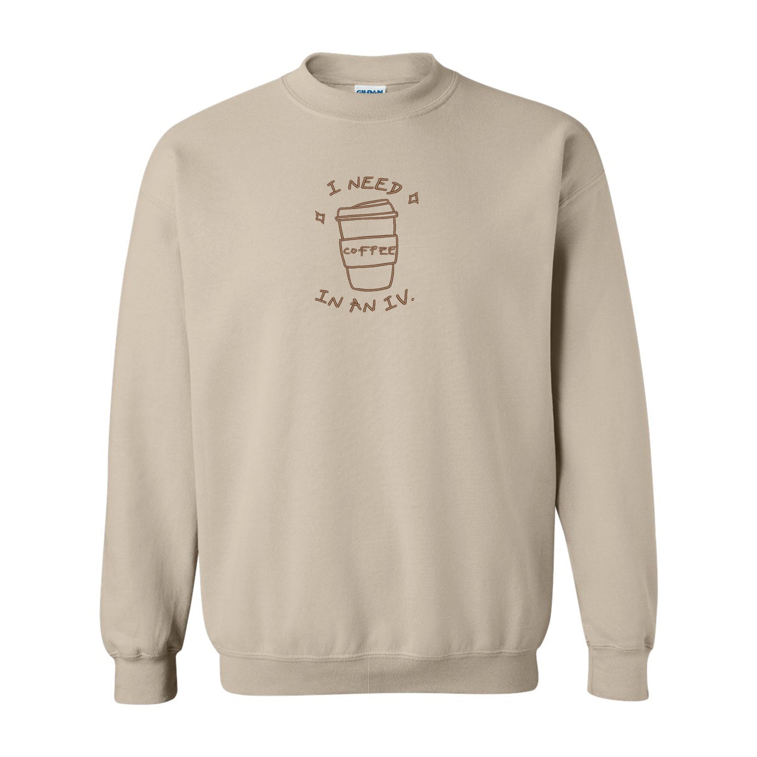 Crewneck "I Need Coffee" brodé