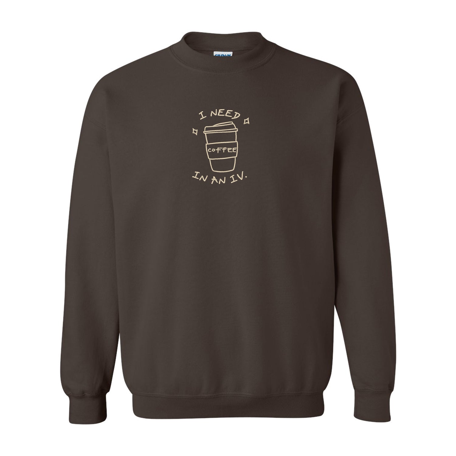 Crewneck "I Need Coffee" brodé
