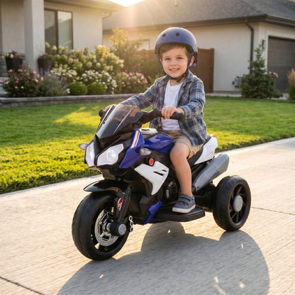 Kids Electric Motorcycle Ride-On Toy with 3 Wheels, Music, Horn, Lights, Black