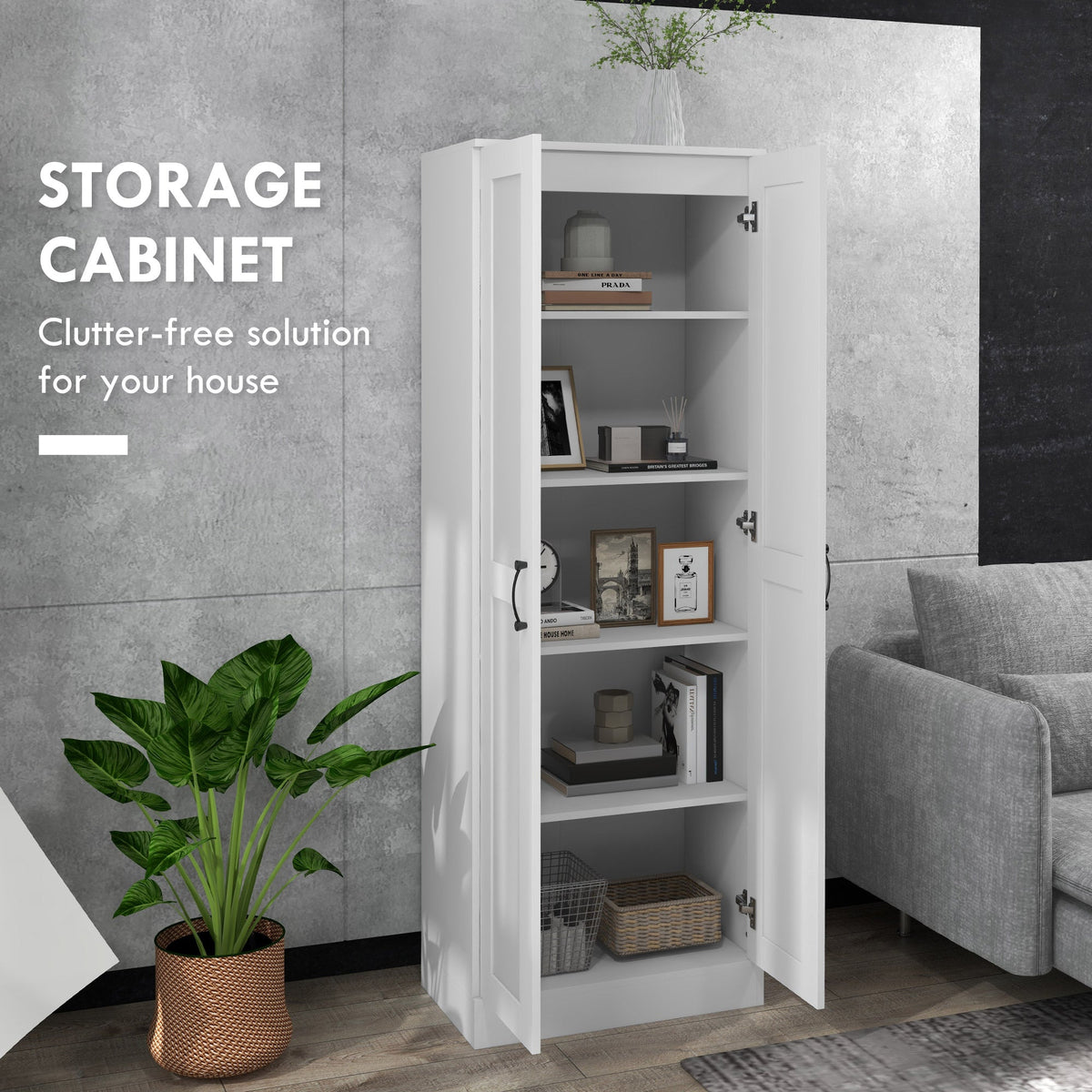 69" Tall Pantry Cabinet with Adjustable Shelves, Modern Kitchen Pantry Cabinet with Soft Close Doors, Black