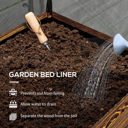 Raised Garden Bed with Cover, Metal Elevated Planter Box with Bottom Shelf and Liner, Black