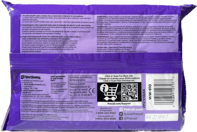 Prevail Adult Premium Washcloths for Sensitive skin, 48 count
