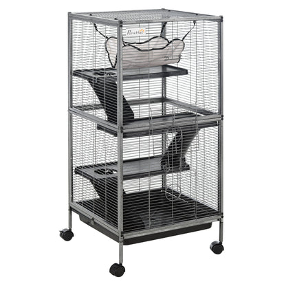 4-Tier Rolling Small Animal Cage, Deluxe Ferret Cage for Mink Chinchilla Kitten Rabbit