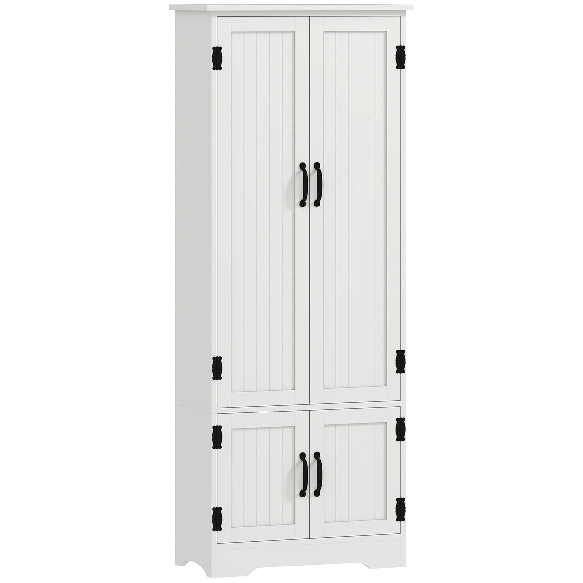 48" 4-Door Storage Cabinet Multi-Storey Large Space Pantry with Adjustable Shelves Black