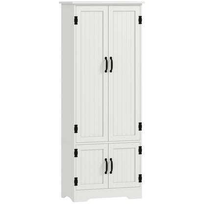 48" 4-Door Storage Cabinet Multi-Storey Large Space Pantry with Adjustable Shelves Black