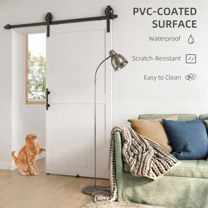 36inx84in Barn Door with 6FT Sliding Door Hardware Kit, Handle, Upgraded Rollers and Floor Guide, Waterproof, White