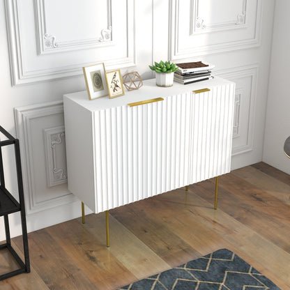 Modern Storage Cabinet Sideboard Buffet Cabinet with Gold Legs for Living Room Dining Room Hallway Black