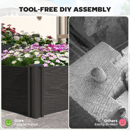 Vinyl Raised Garden Bed Kit, 3-Tier Elevated Garden Box with Open Bottom, DIY Assembly, Outdoor Raised Planter Box