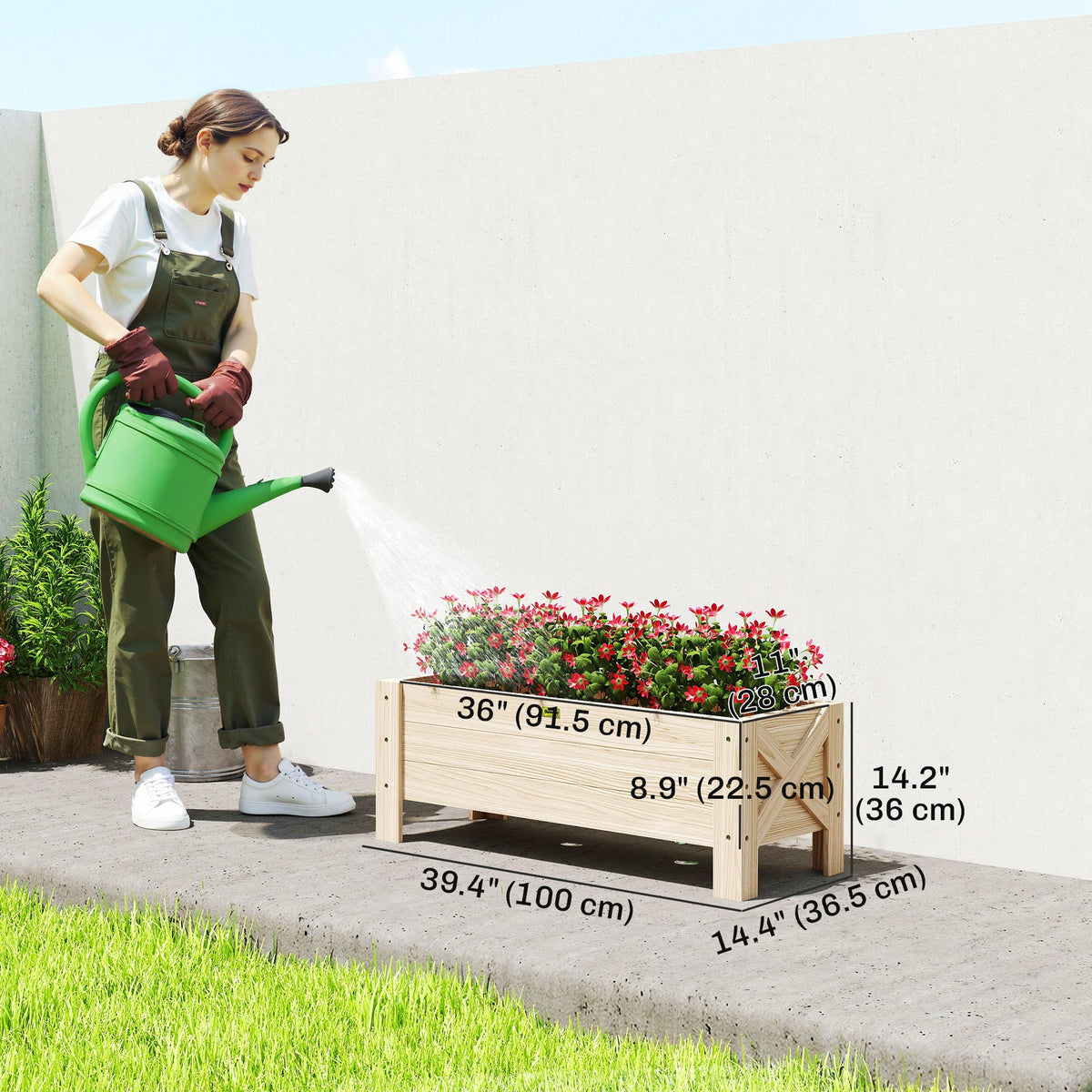 3.3 x 1.2 x 1.2 ft Garden Raised Bed Planter Grow Containers for Outdoor Patio Plant Flower Vegetable Pot, Carbonized