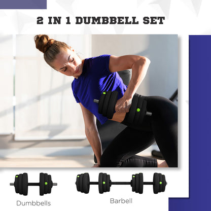 33LBS 2-in-1 Adjustable Barbell & Dumbbells Set, Weights Set with Non-slip Handles for Men and Women Home Gym Training