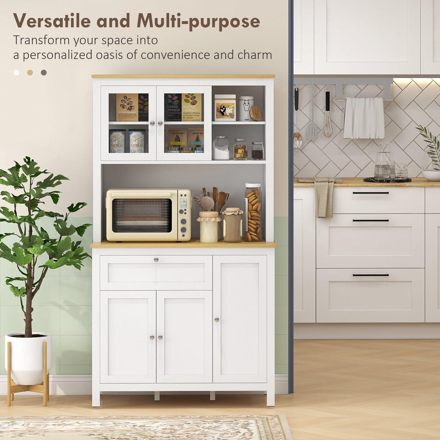 Brooks 71" 5-Door Kitchen/Storage Cabinet with Adjustable Shelves-White