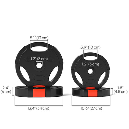 1-Inch Weight Plates, Barbell Weights Set for Weightlifting and Strength Training, 2 x 11lbs + 2 x 5.5lbs